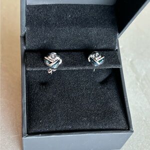 ZALES BLUE AND WHITE DIAMOND STUD EARRINGS